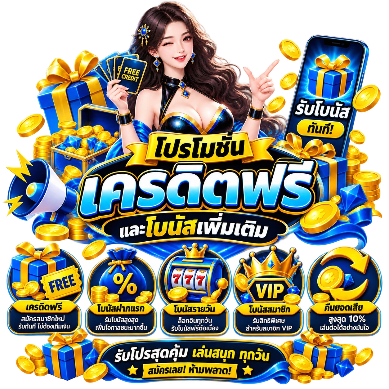 โปรโมชั่นเครดิตฟรีและโบนัสเพิ่มเติม